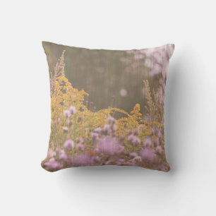 Pastel Meadow Wild Flowers Nature Pillow Cushion