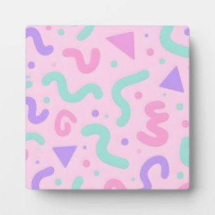 Pastel Memphis Squiggle Geometric Playful Retro Plaque