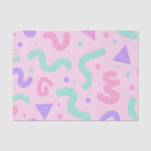 Pastel Memphis Squiggle Geometric Playful Retro Tissue Paper
