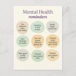Pastel Mental Health Reminder Holiday Postcard