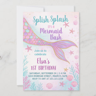 Pastel Mermaid Birthday Invitation