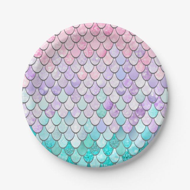 Pastel Mermaid Birthday Party Paper Plates (Front)
