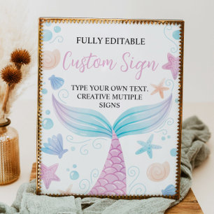 Pastel Mermaid Birthday Party Table Sign
