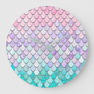 Pastel Mermaid Girls Bedroom Nursery Wall Clock