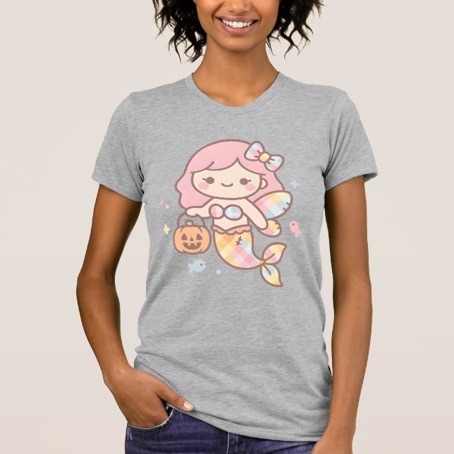 Pastel Mermaid Halloween Cutie T-Shirt | Cute Plai (Front)