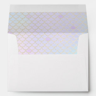 Pastel Mermaid scales envelope Gold Glitter