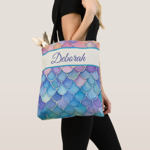 Pastel Mermaid Scales Personalised Tote Bag