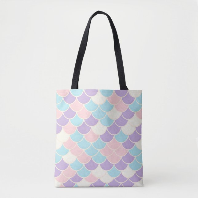 Pastel Mermaid Scales Seamless Pattern Tote Bag (Front)