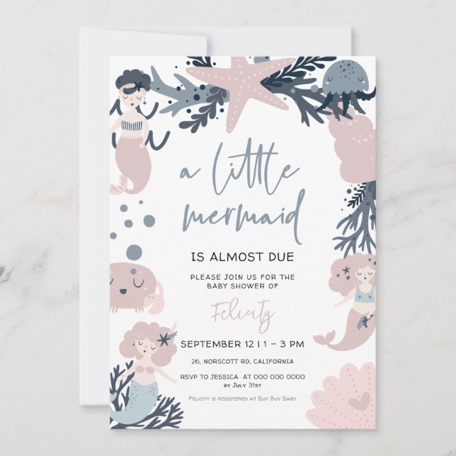 Pastel Mermaid Under the Sea Baby Shower  Invitation (Front)