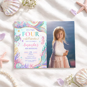 Pastel Mermaid Under the Sea Birthday Invitation