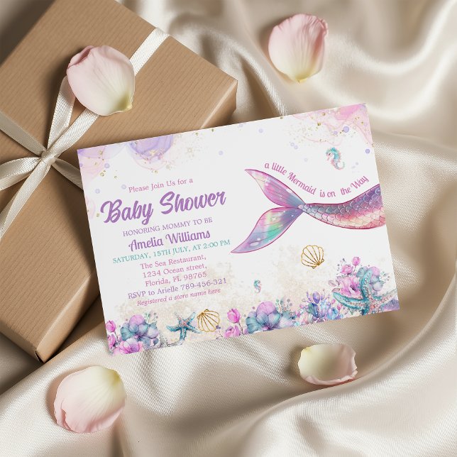 Pastel Mermaid Undersea Baby Girl Invitation (Creator Uploaded)
