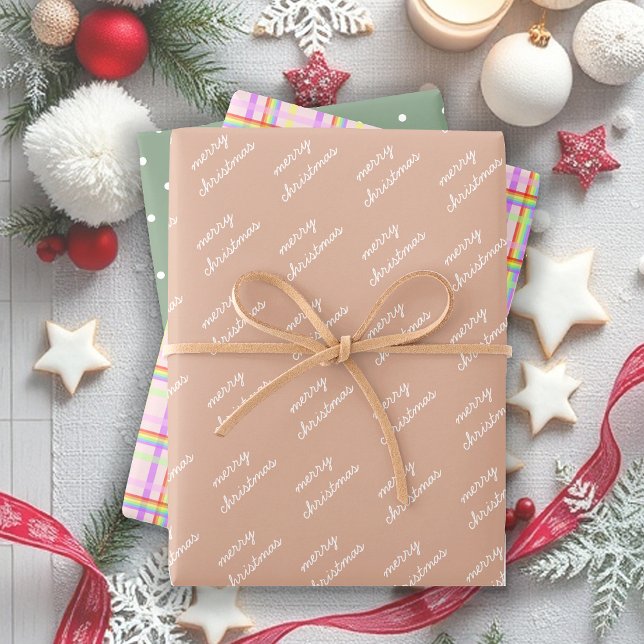 Pastel Merry Christmas Rainbow Wrapping Paper Sheet (Creator Uploaded)