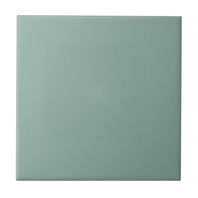 Pastel Mid Gray Aqua Green Solid Color Tile (Front)