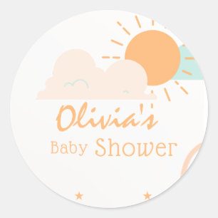 Pastel Minimal Baby Shower Classic Round Sticker