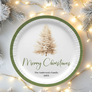 Pastel Minimal Christmas Personalized Family Plate