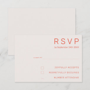  Pastel Minimal White and Red ﻿Modern Wedding  RSV Invitation