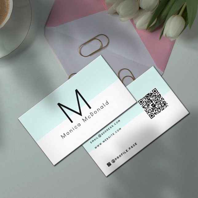 Pastel minimalist monogram  business card (Creator Uploaded)