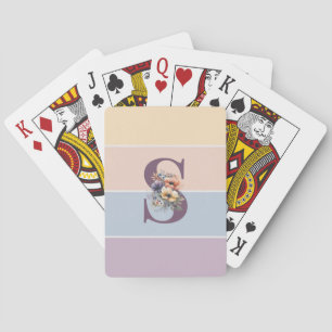 Pastel minimalist stripes with watercolors flowers playing cards