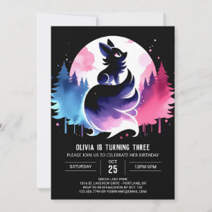 Pastel Minimalist Wolf Birthday Invitation