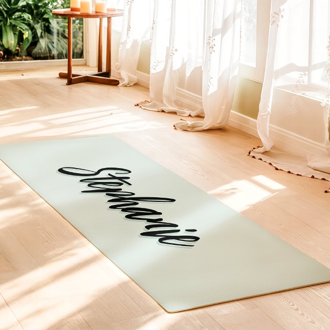 Pastel Mint And Black Custom Name Simple Yoga Mat (Creator Uploaded)