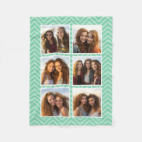 Pastel Mint Chevron Pattern Trendy 6 Photo Collage