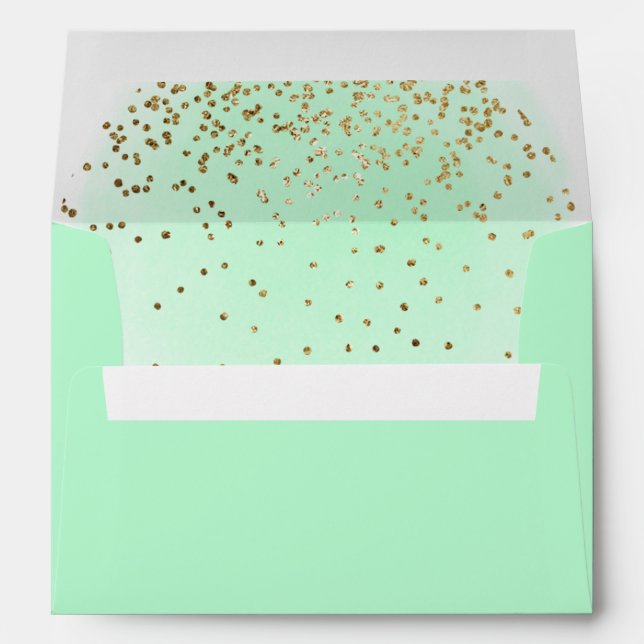 Pastel Mint Green Gold Glitter Christmas Envelope (Back (Bottom))