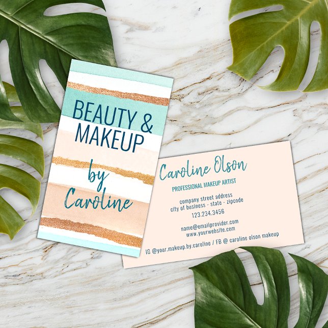 Pastel Mint Green Gold Glitter Marble Sparkle Art Business Card (Creator Uploaded)