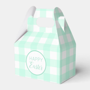 Pastel Mint Green Happy Easter Plaid Pattern Favour Box