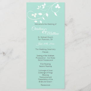 Pastel Mint Green & Light Grey Wedding Ceremony Program