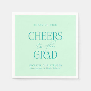 Pastel Mint Green Personalised Cheers Grad Party Napkin