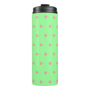 Pastel Mint Green Pink Dots Thermal Tumbler