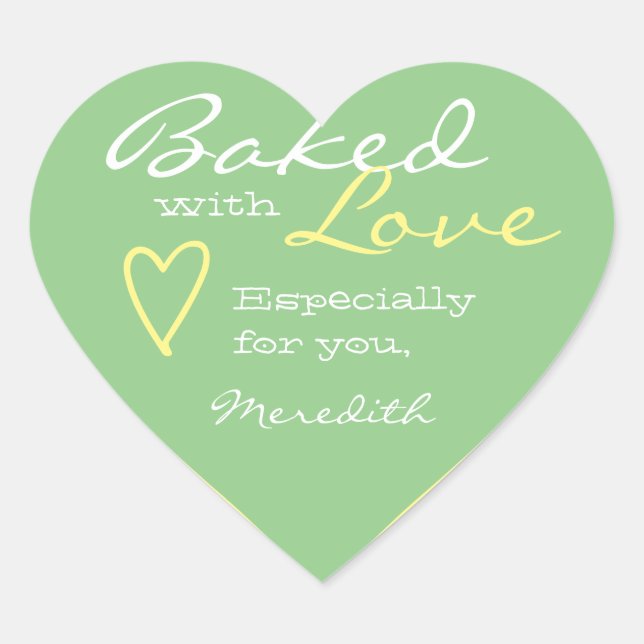 Pastel Mint Green Simple Made Love Heart Shape Sticker (Front)