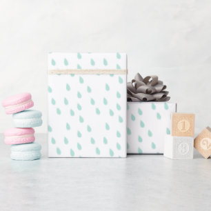 Pastel Mint Green Simple Modern Raindrops Pattern  Wrapping Paper