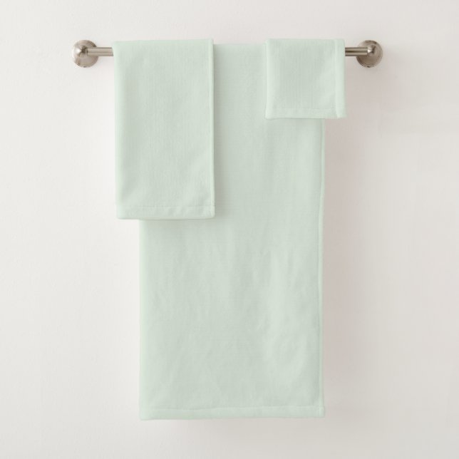 Pastel Mint Green Solid Colour Bath Towel Set (Insitu)