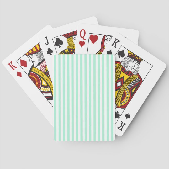 Pastel Mint Green Stripes Summer Striped Playing Cards (Back)