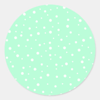 Pastel Mint Green with White Dots Pattern Classic Round Sticker