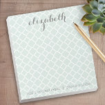 Pastel Mint & Grey Quatrefoil Pattern Custom Name Notepad<br><div class="desc">A beautiful and feminine design that is perfect for any girly girl or even a bride. If you need to move items around,  click on the design area to make changes.</div>