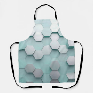 Pastel Mint Hexagon 3D Mosaic Apron
