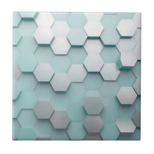 Pastel Mint Hexagon 3D Mosaic Ceramic Tile