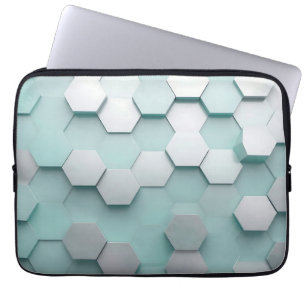 Pastel Mint Hexagon 3D Mosaic Laptop Sleeve