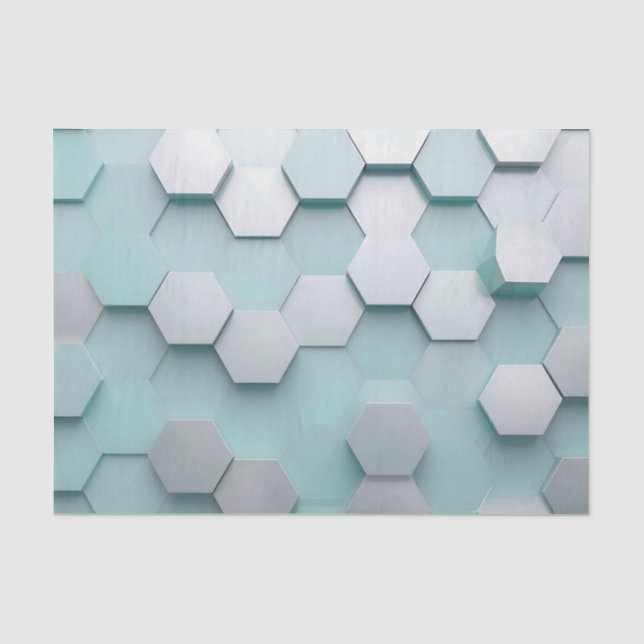 Pastel Mint Hexagon 3D Mosaic Tissue Paper (Front)