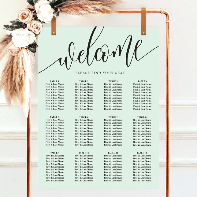 Pastel Mint Minimalist Wedding Seating Chart (Creator Uploaded)