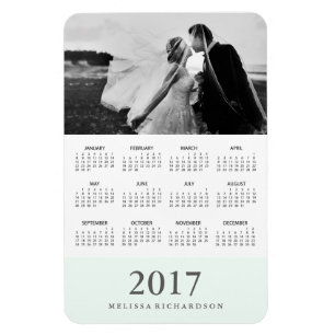Pastel Mint Stripe   Elegant 2017 Photo Calendar Magnet