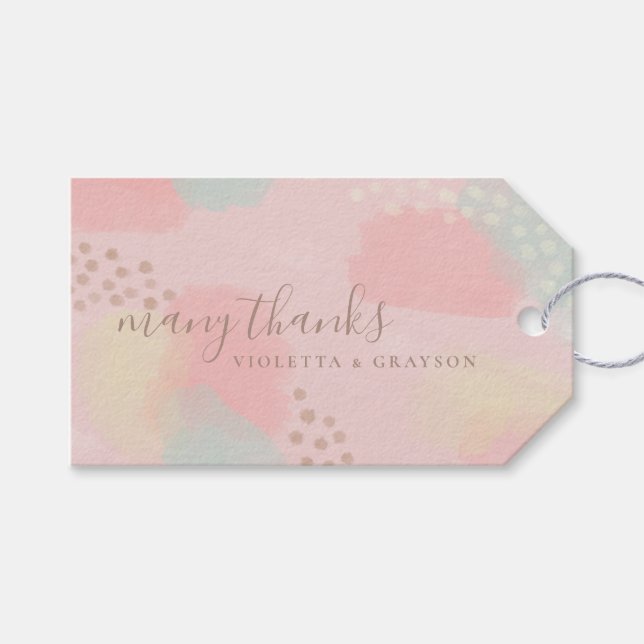 Pastel Modern Art Wedding Gift Tags (Front (Horizontal))
