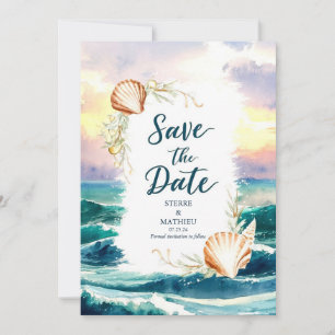 Pastel Modern Beach Weddin Save The Date