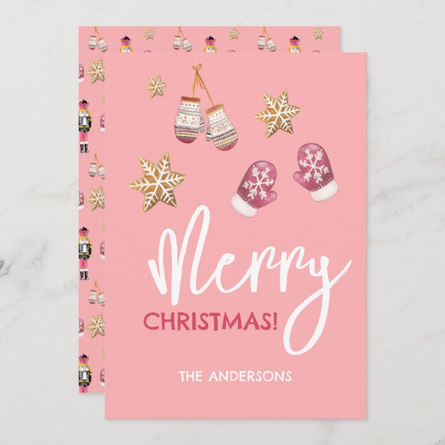 Pastel Modern Christmas Pattern Holiday Card (Front/Back)