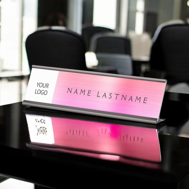 Pastel Modern Custom Logo Executive Professional Desk Name Plate (Creator Uploaded)
