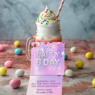 Pastel Modern Glam Trendy Balloons Happy Birthday Favour Tags