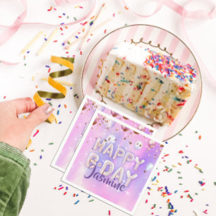Pastel Modern Glam Trendy Balloons Happy Birthday Napkin