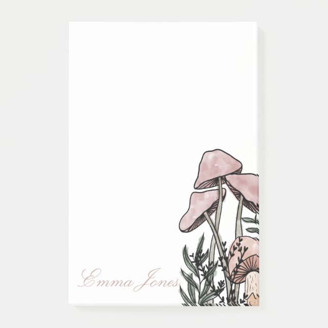Pastel Modern Mushrooms Post-it Notes (Front)